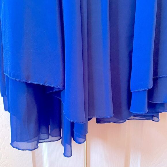 COBALT BLUE SHORT SLEEVE CREPE DRESS FULLY LINED BY LIANG LIANG SIZE XXL - Picture 5 of 6